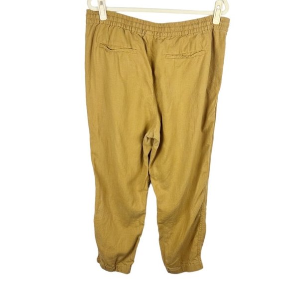 J. Crew Point Sur Womens Seaside Linen Jogger Pants Size 14 Mustard Tan Pull On - Picture 5 of 6